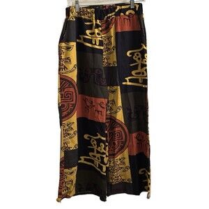 Boho Aztec Women's Meditation Wide Leg Pants Waist 28" Size Small